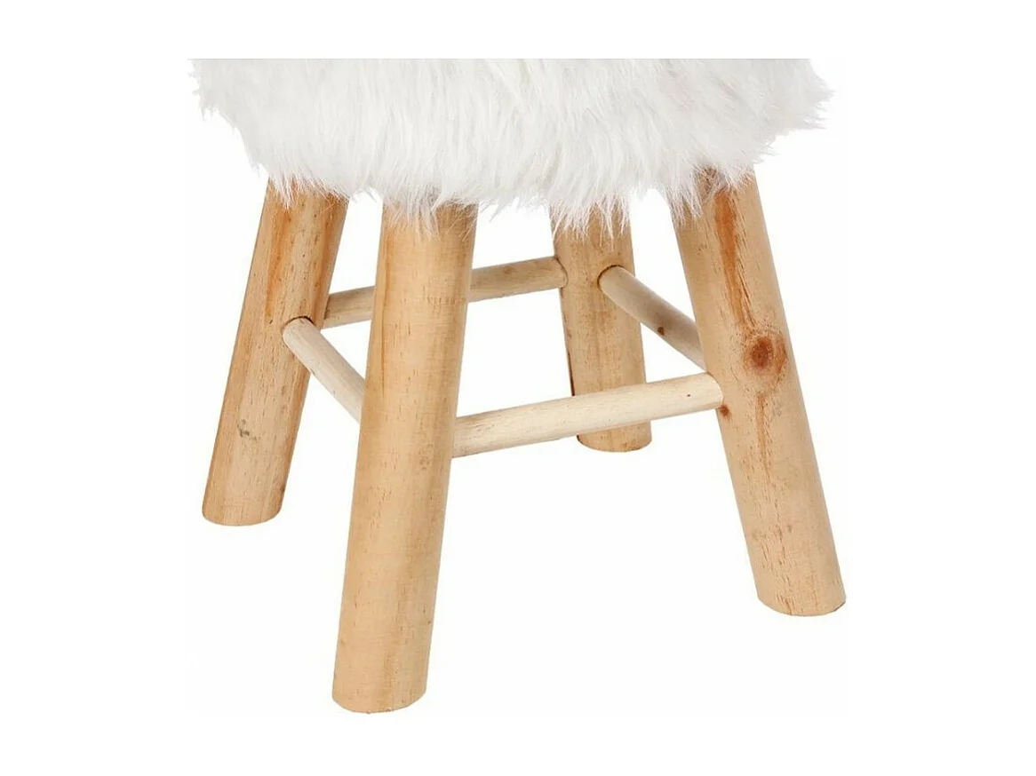 Taburete peludo Madera blanco 30x30x45
