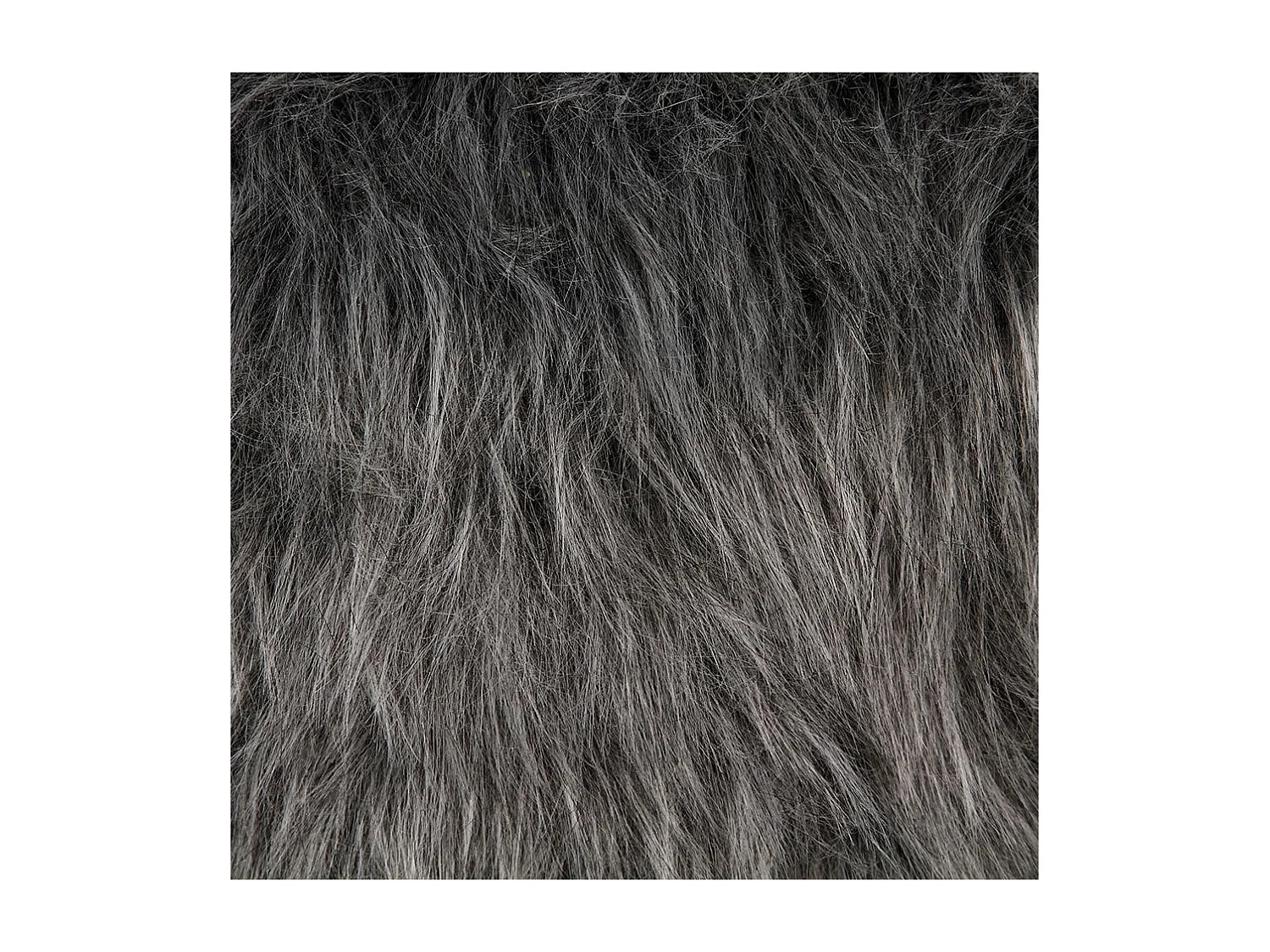 Tabouret en Bois et Fourrure synthétique H 42 cm coloris Gris