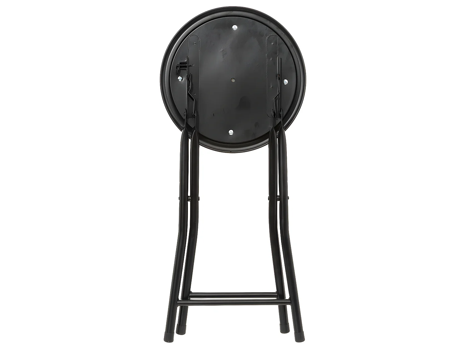 Tabouret pliant en Velours Gris et Métal Noir