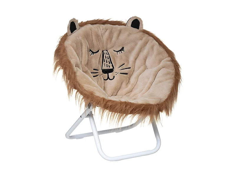 Fauteuil Lion pour Enfant en tissu marron et beige