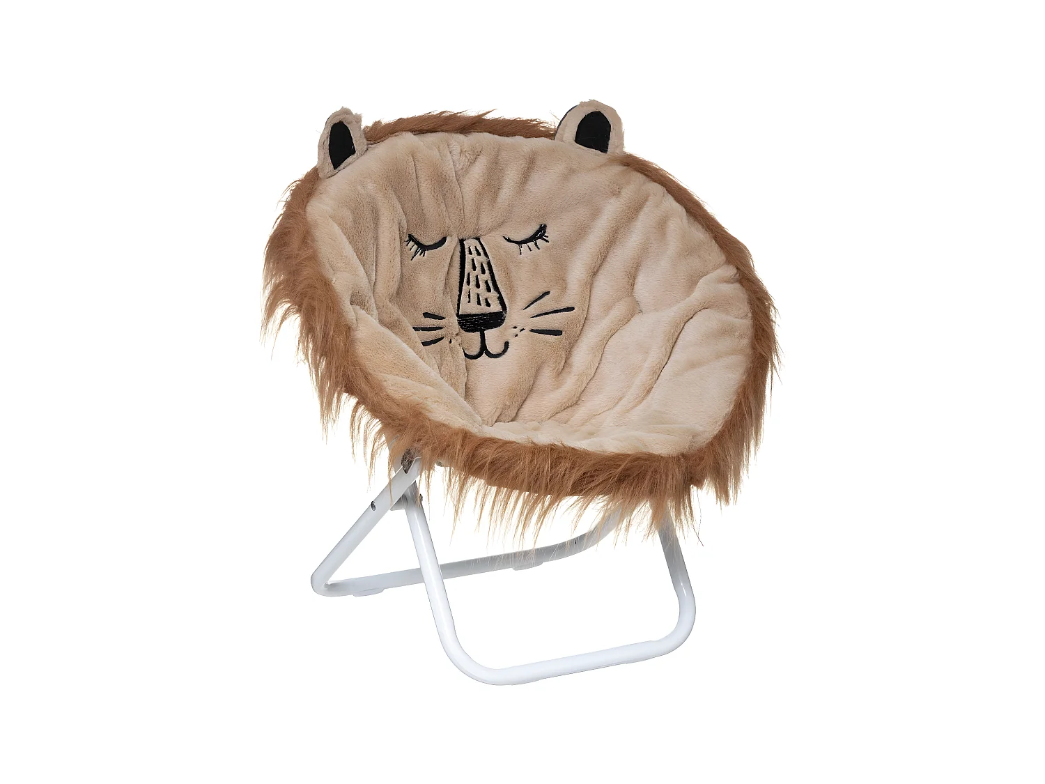 Fauteuil Lion pour Enfant en tissu marron et beige