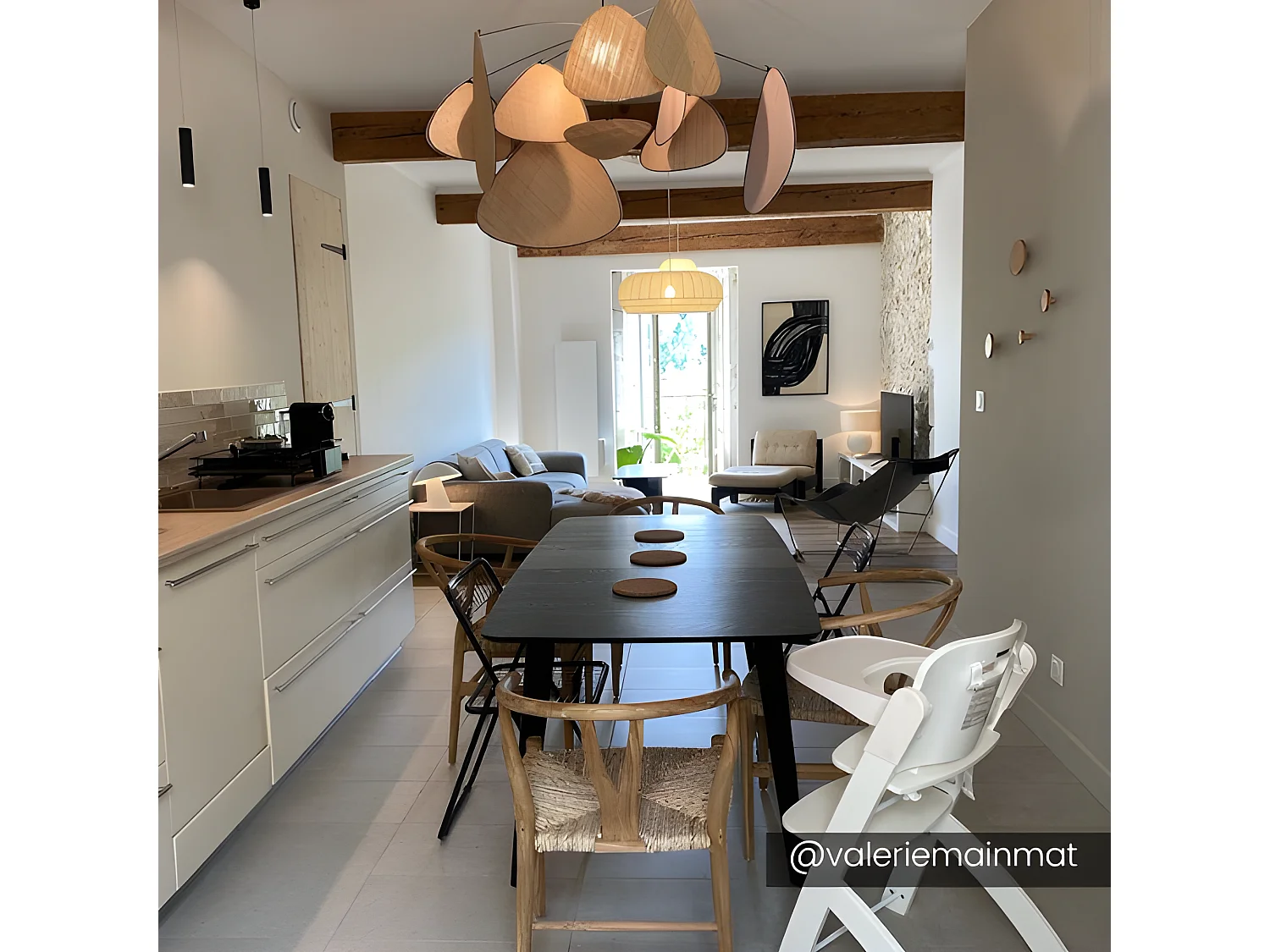 Lot de 2 chaises en teck et paille - Naturel - POGIANA