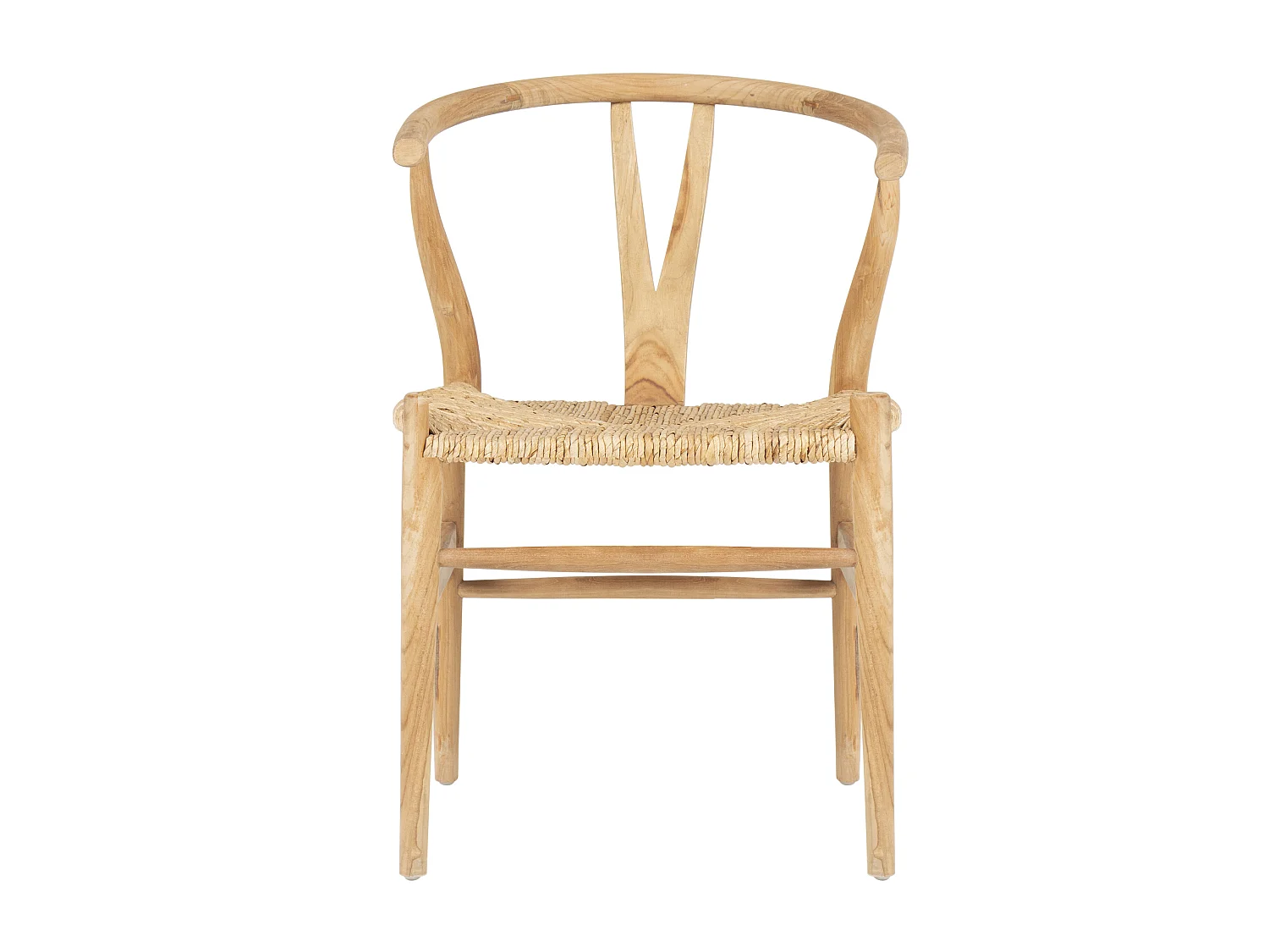 Lot de 2 chaises en teck et paille - Naturel - POGIANA