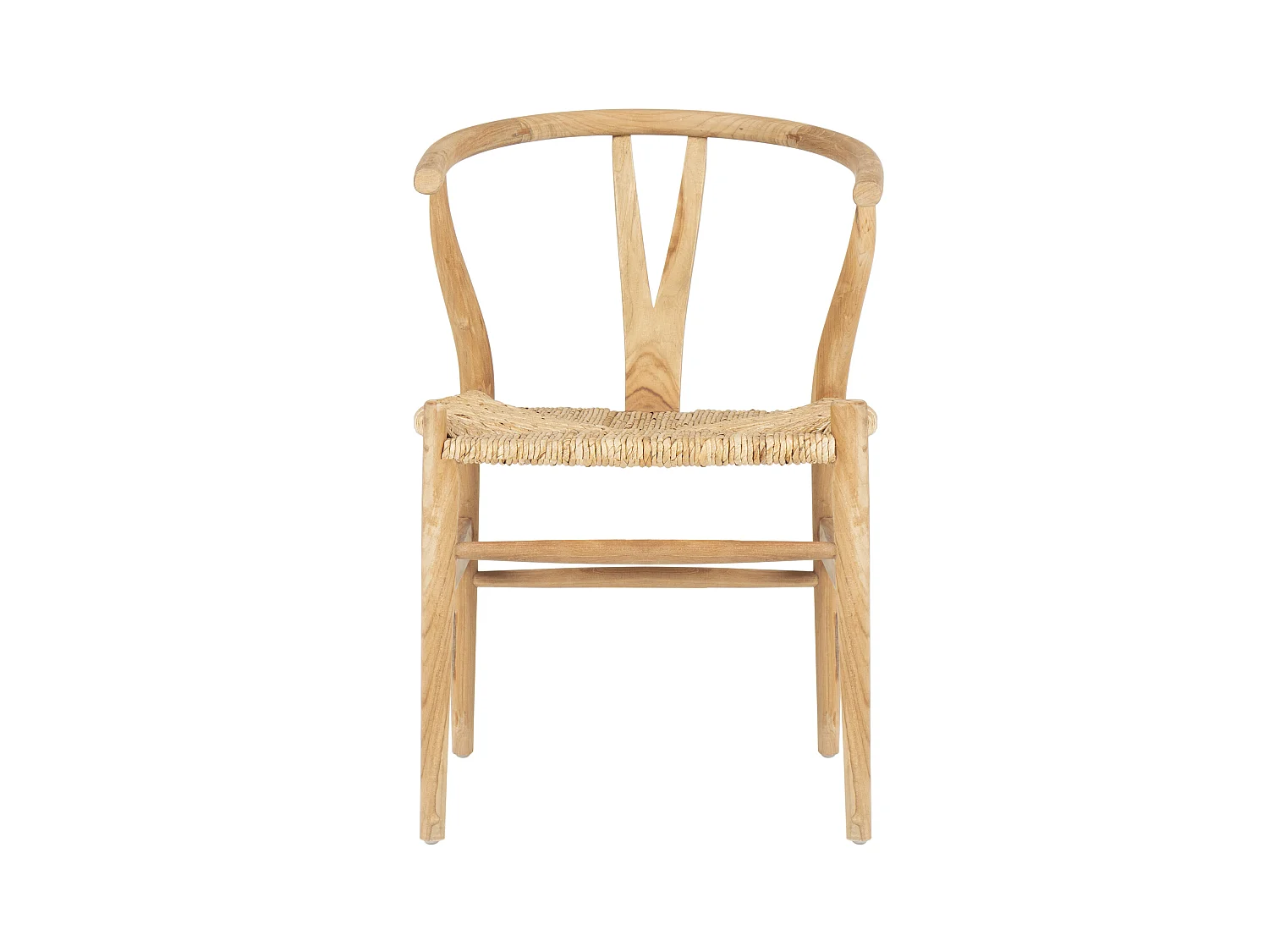 Lot de 6 chaises en teck et paille - Naturel - POGIANA