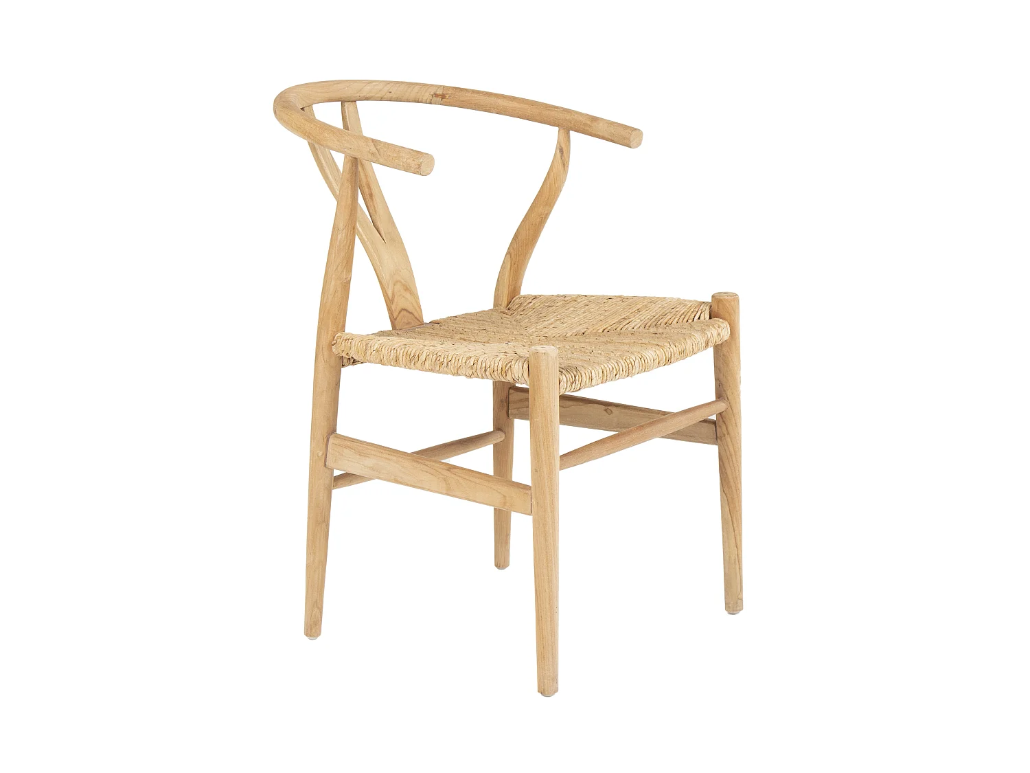 Lot de 6 chaises en teck et paille - Naturel - POGIANA
