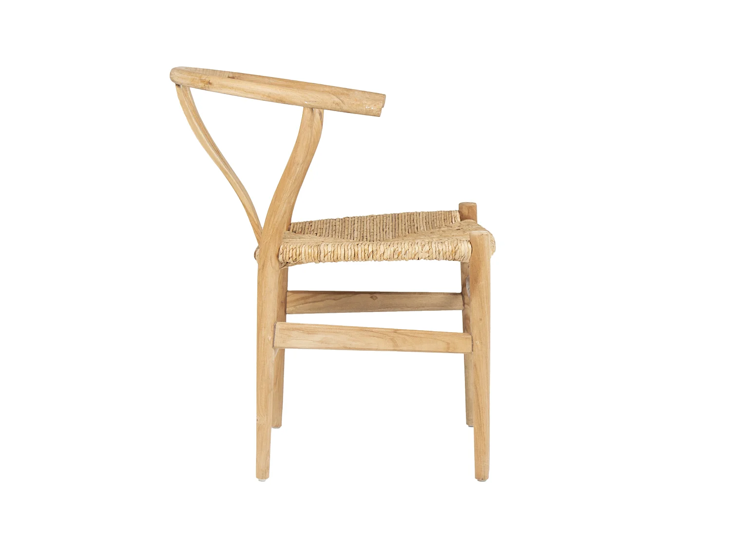 Lot de 6 chaises en teck et paille - Naturel - POGIANA