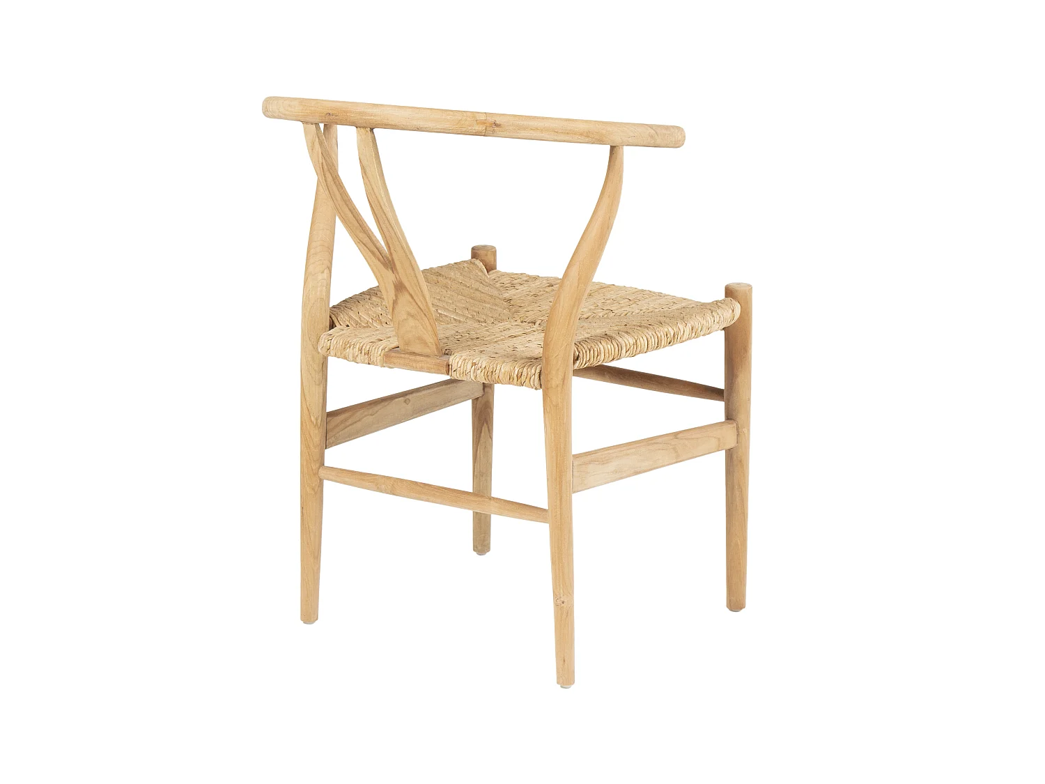 Lot de 6 chaises en teck et paille - Naturel - POGIANA