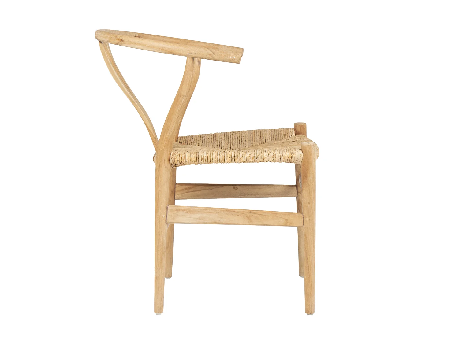 Lot de 6 chaises en teck et paille - Naturel - POGIANA