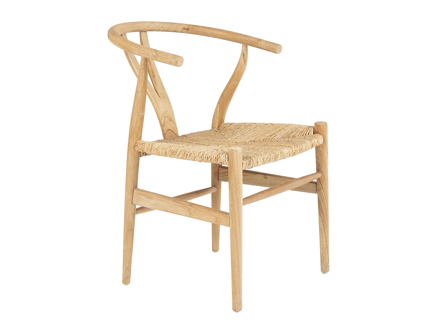 Lot de 6 chaises en teck et paille - Naturel - POGIANA