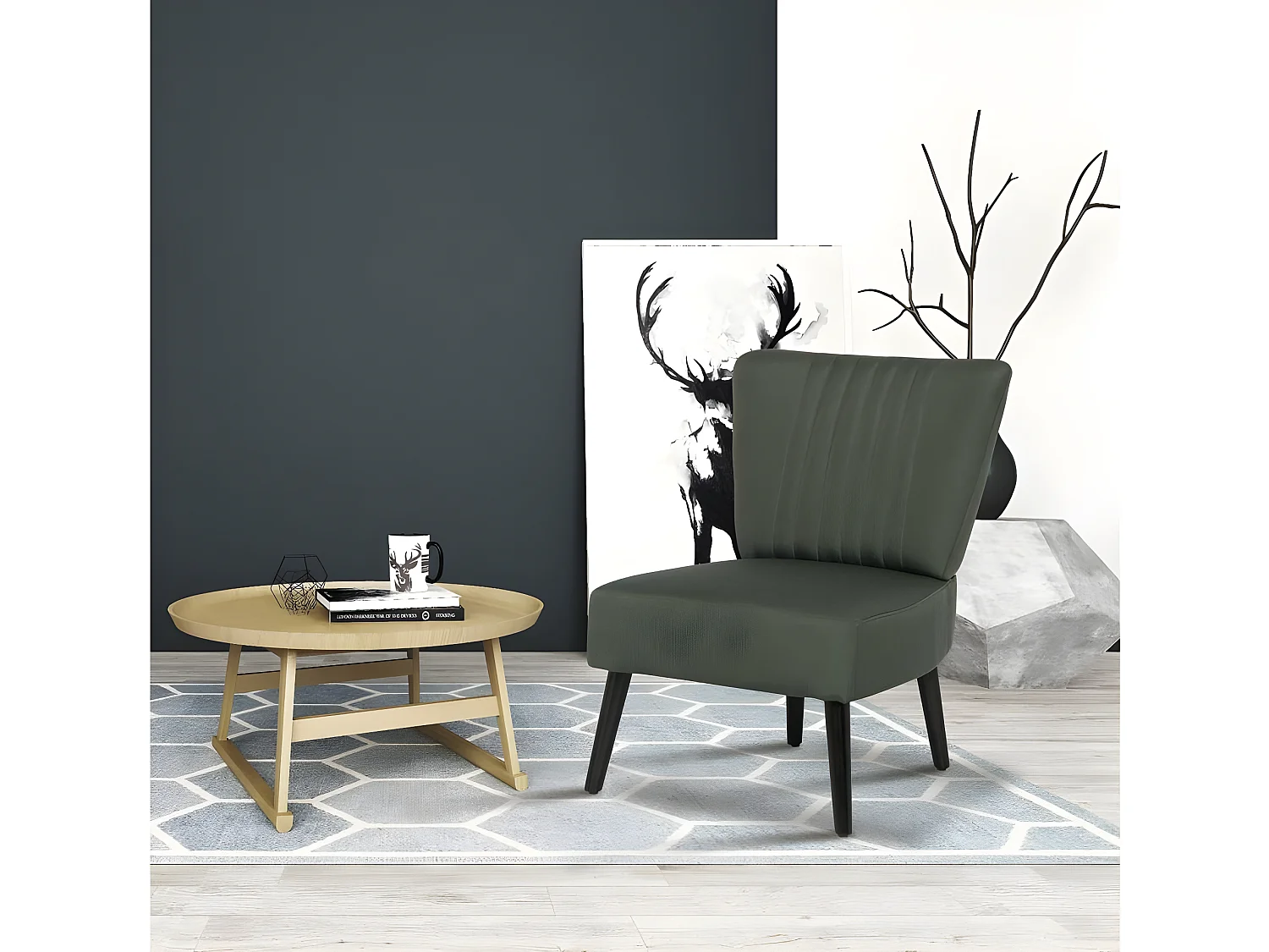 Fauteuil en tissu "Zoé" - 1 place - Gris foncé