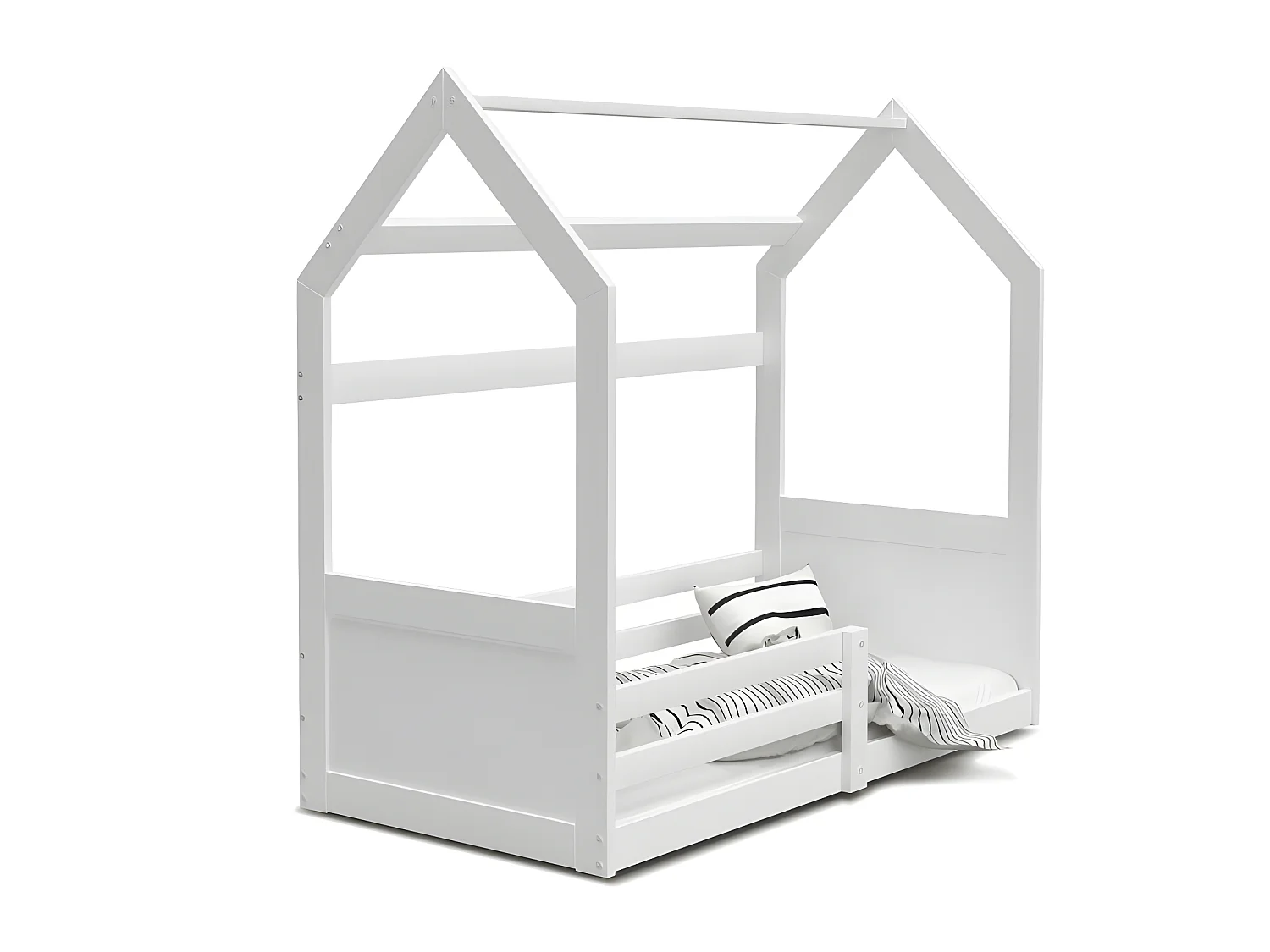 Lit Cabane Miki  80x160  Blanc Livré avec sommiers