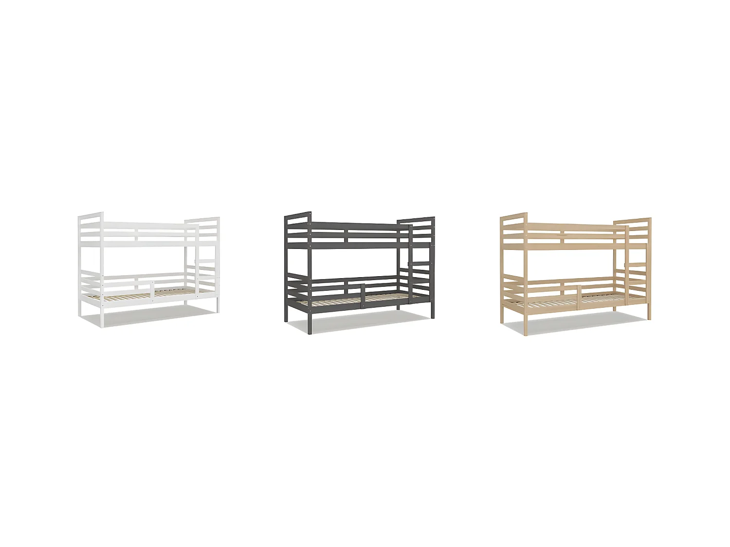 Lit Superposé Mika 90x190 Gris Livré avec sommiers