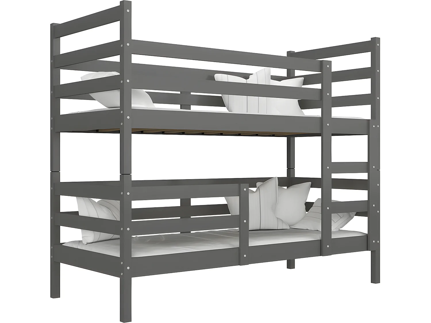 Lit Superposé Mika 90x190 Gris Livré avec sommiers