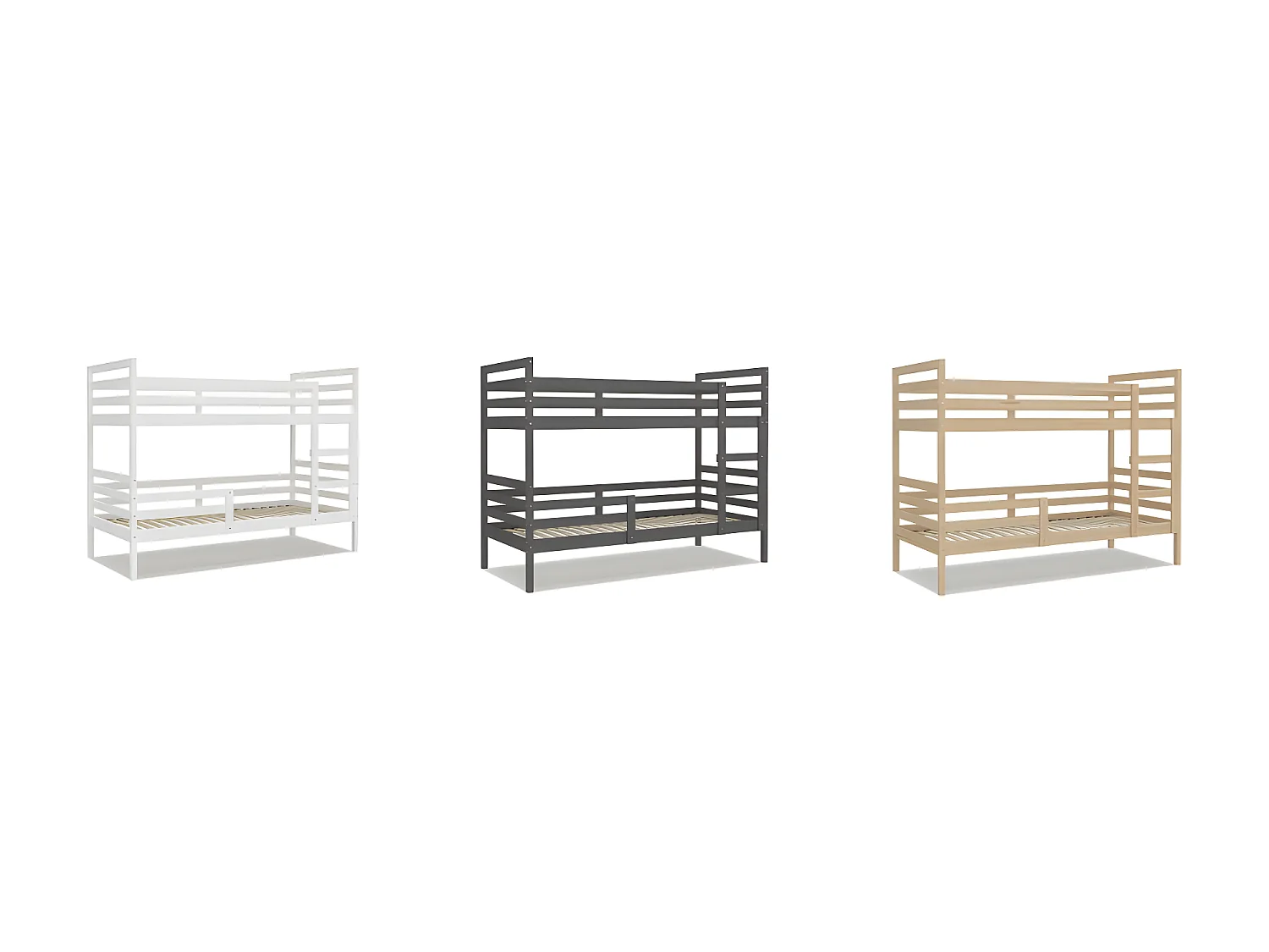 Lit Superposé Mika 90x190 Gris Livré avec sommiers