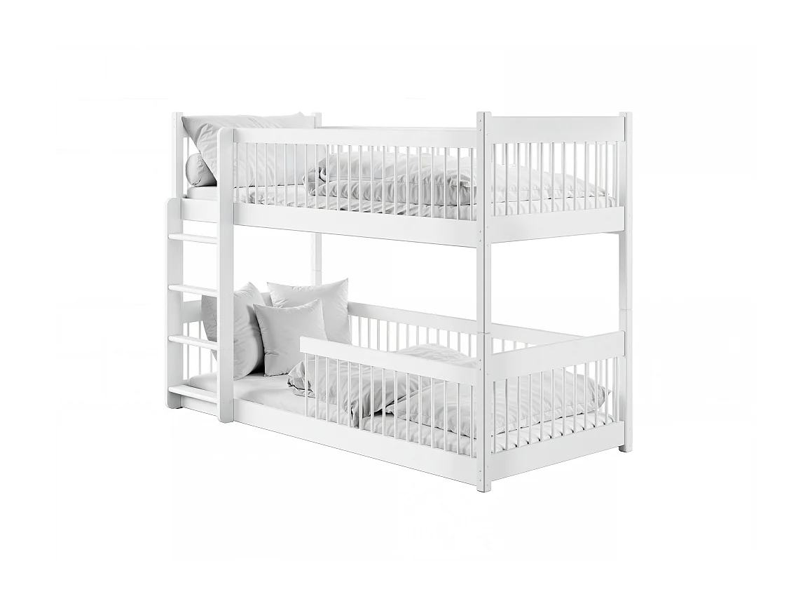 Lit Superposé Tomy 90x190 Blanc - blanc Livré avec sommiers, tiroir et matelas en mousse de 7cm