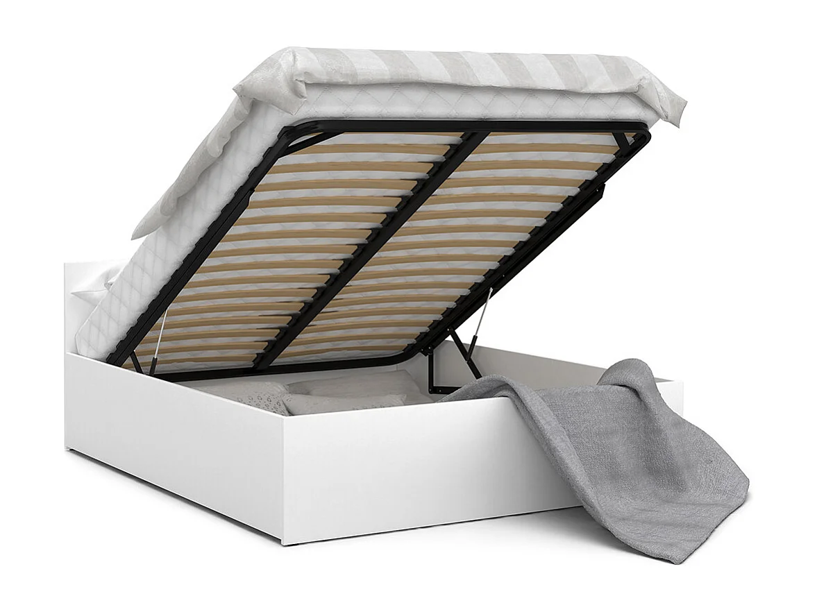 Lit coffre Panama 140x190 - Sommier inclus Blanc