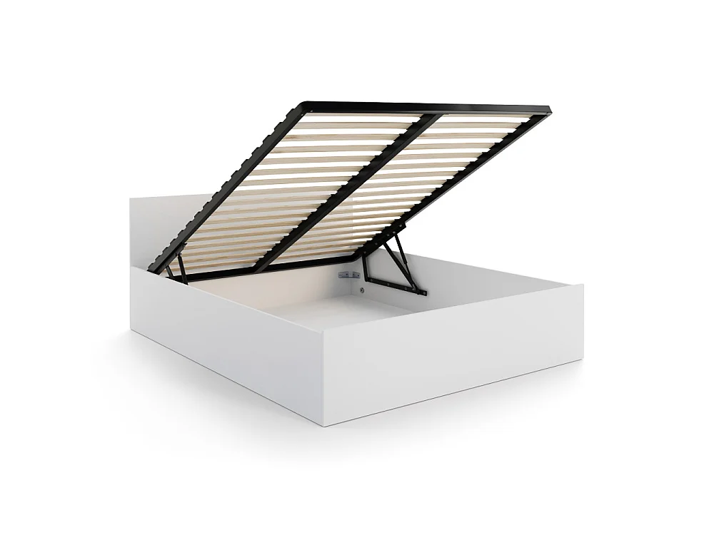 Lit coffre 140 x 190 cm Panama - Coffre de 740 L - Sommier inclus - Blanc