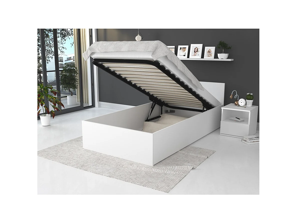 Lit coffre Panama 90x190  - Sommier inclus Blanc