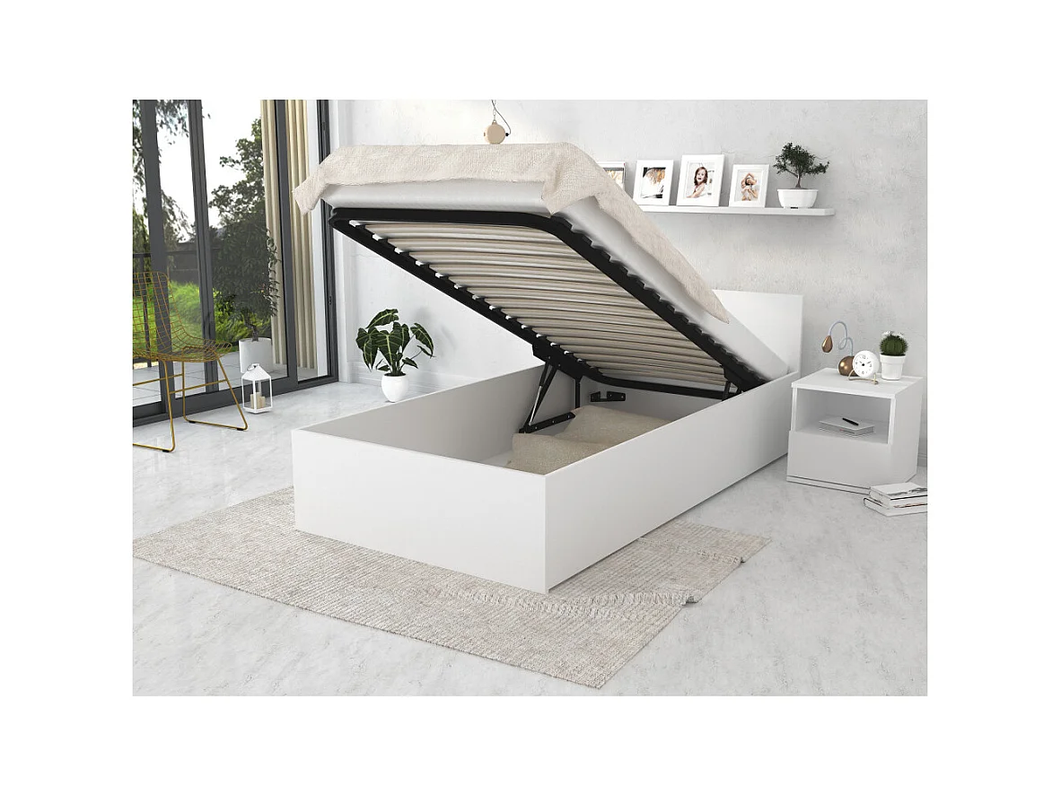 Lit coffre Panama 90x190  - Sommier inclus Blanc