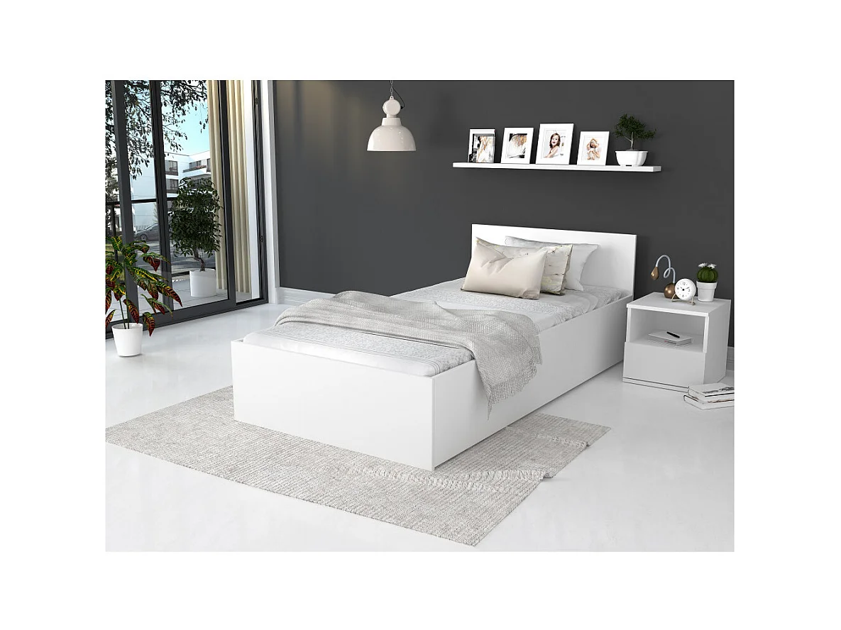 Lit coffre Panama 90x190  - Sommier inclus Blanc