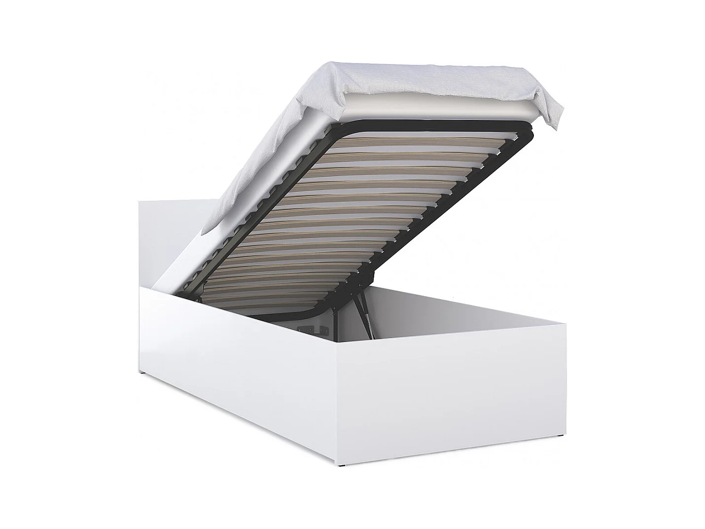 Lit Panama 90x190 + coffre - Sommier inclus Blanc