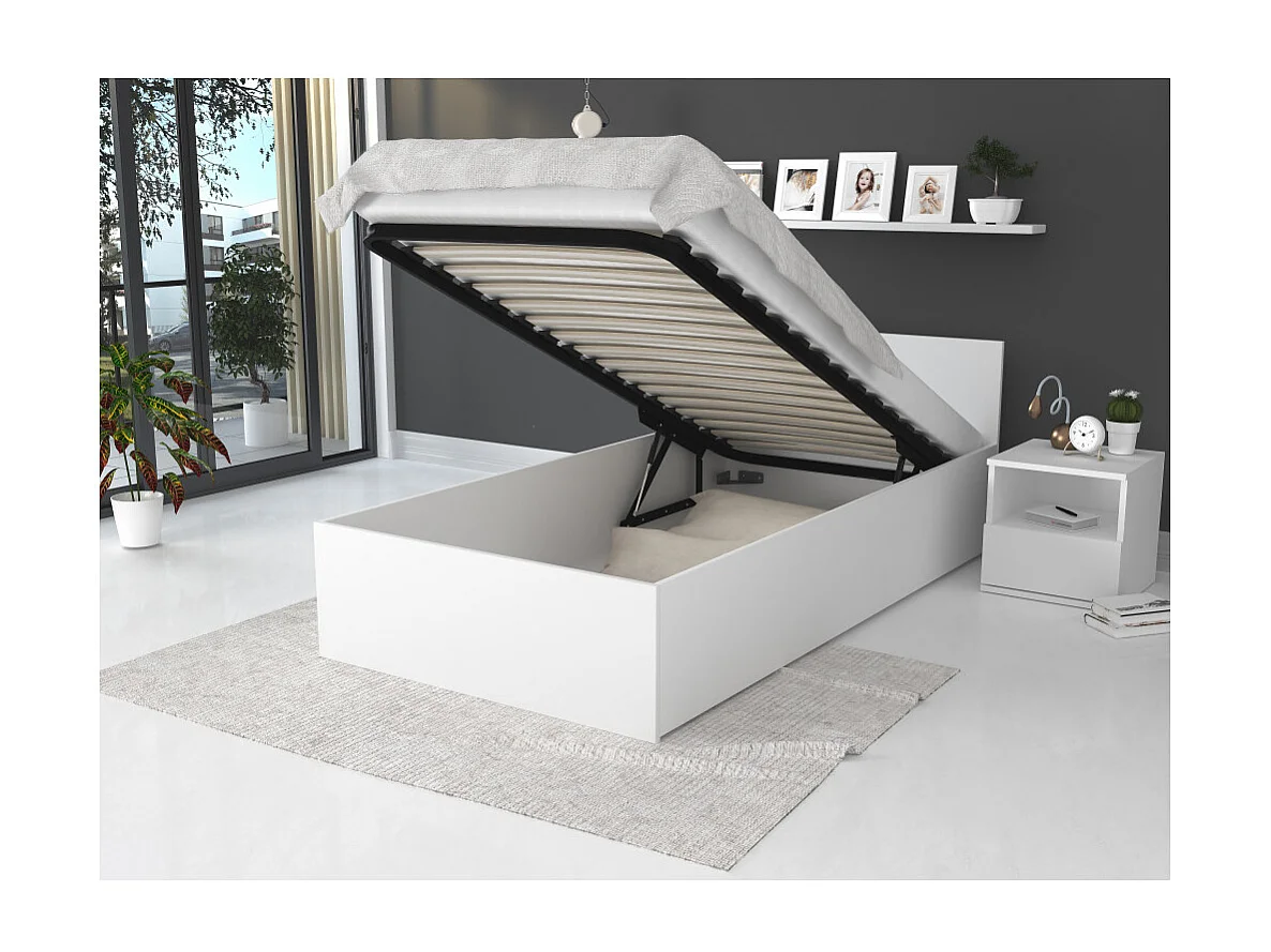 Lit coffre Panama 90x190  - Sommier inclus Blanc