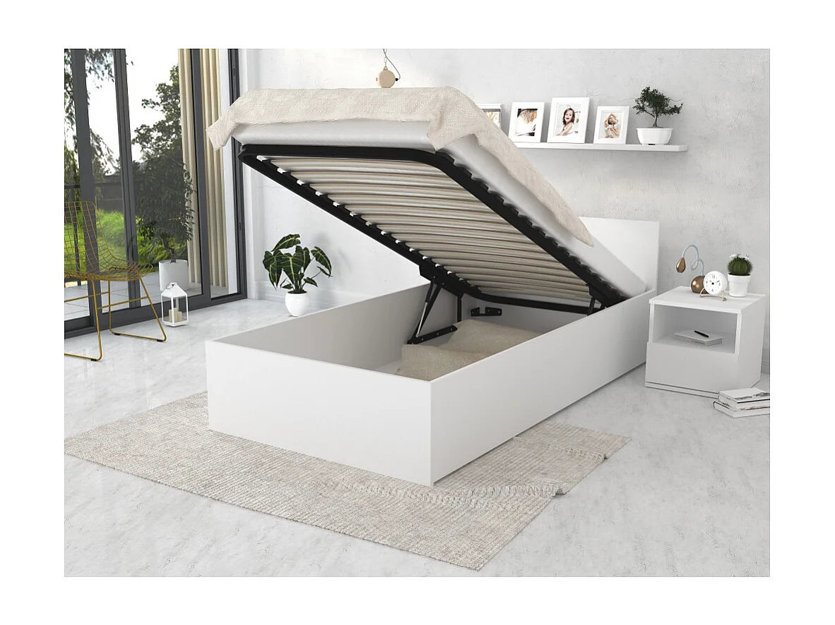 Lit coffre Panama 90x190  - Sommier inclus Blanc