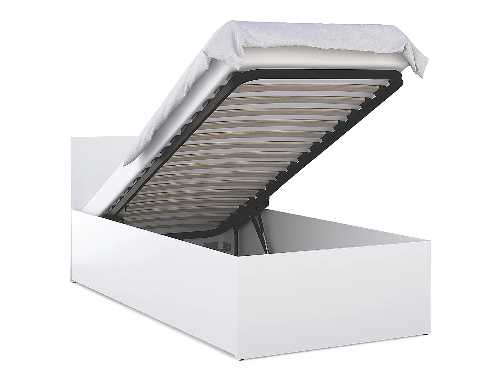 Lit coffre 90 x 190 cm Panama - Coffre de 470 Litres - Sommier inclus - Blanc