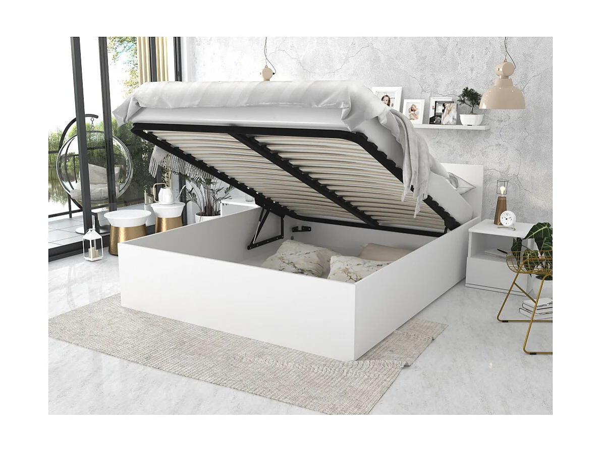 Lit coffre Panama 160x200 - Sommier inclus Blanc