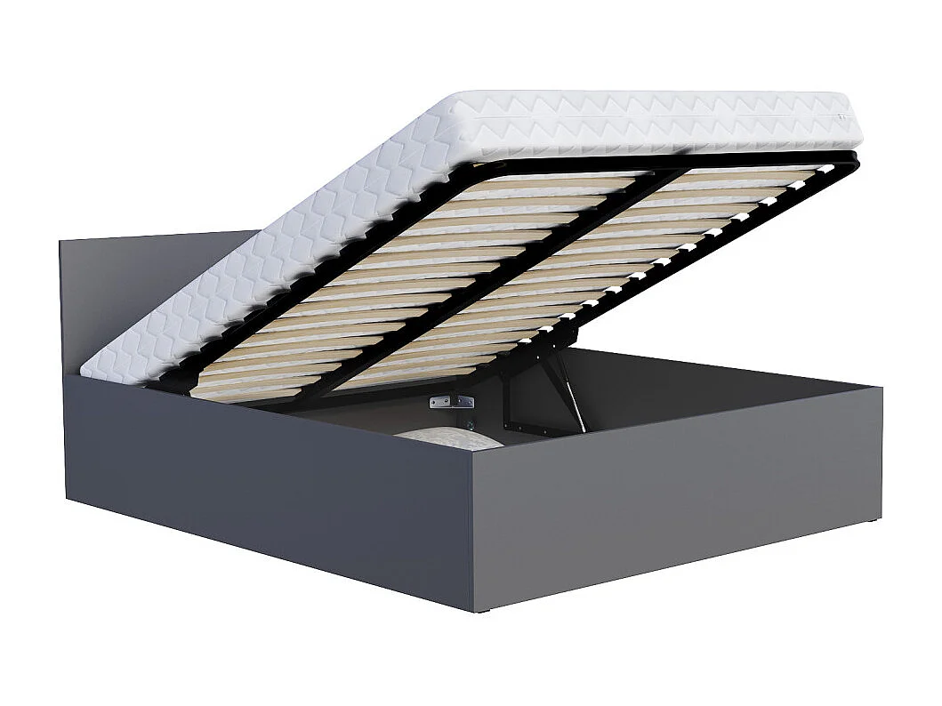 Lit coffre Panama 140x190 - Sommier inclus Gris