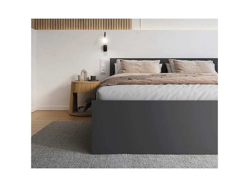 Lit coffre Panama 140x190 - Sommier inclus Gris
