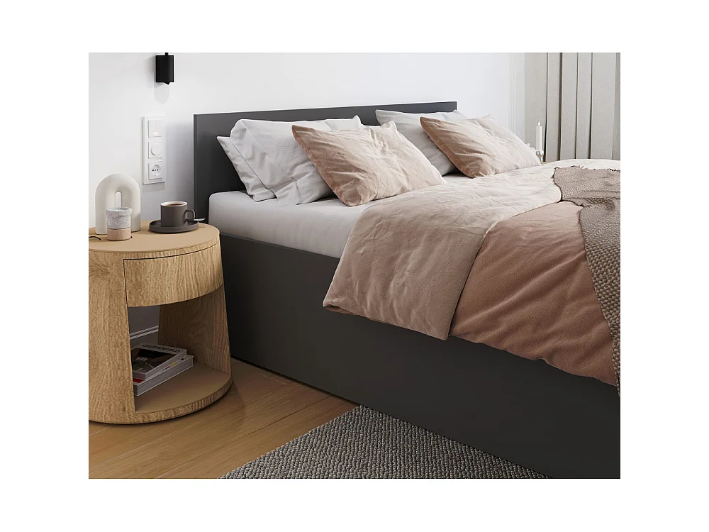 Lit coffre Panama 140x190 - Sommier inclus Gris