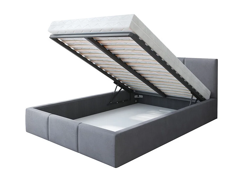 Lit coffre Tesia 160x200  - Sommier inclus Gris clair