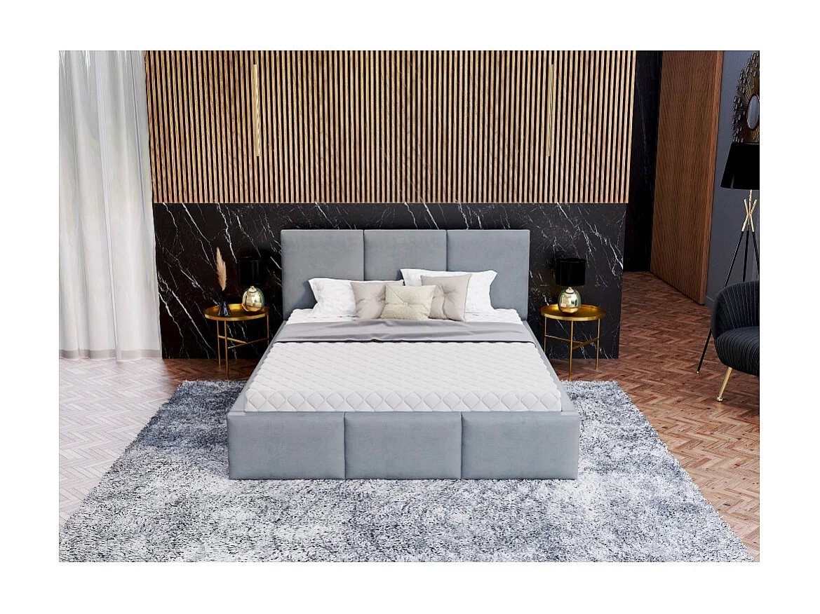 Lit coffre Tesia 160x200  - Sommier inclus Gris clair
