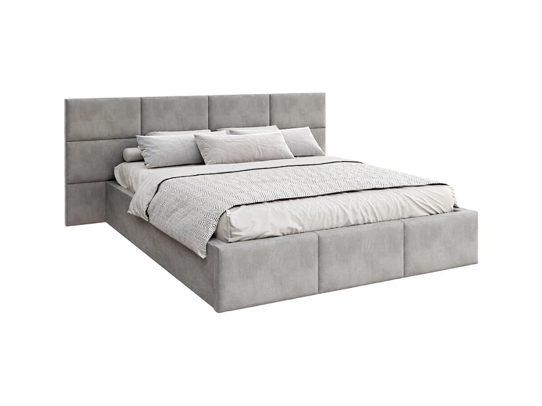 Lit Coffre Denver 160x200 - Sommier inclus Gris clair