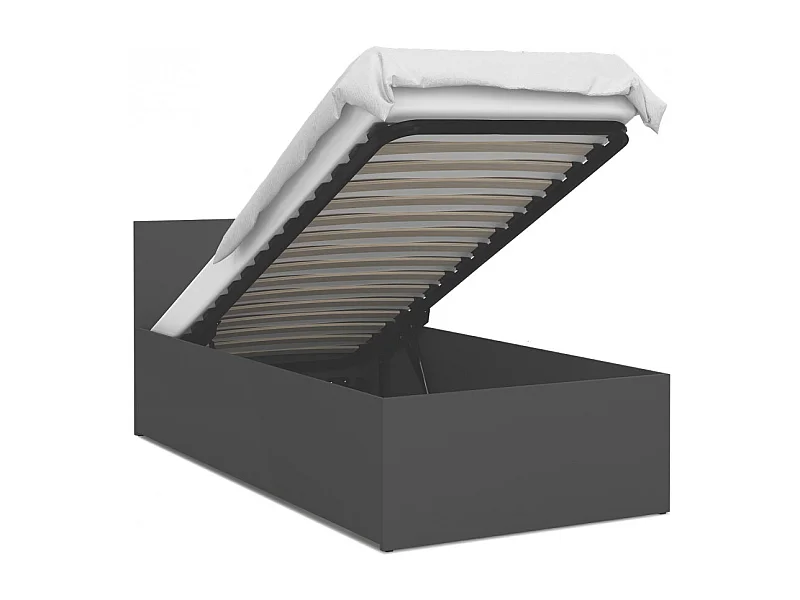 Lit coffre Panama 90x190  - Sommier inclus Gris