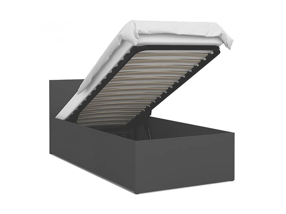 Lit coffre 90 x 190 cm Panama - Coffre de 470 Litres - Sommier inclus - Gris