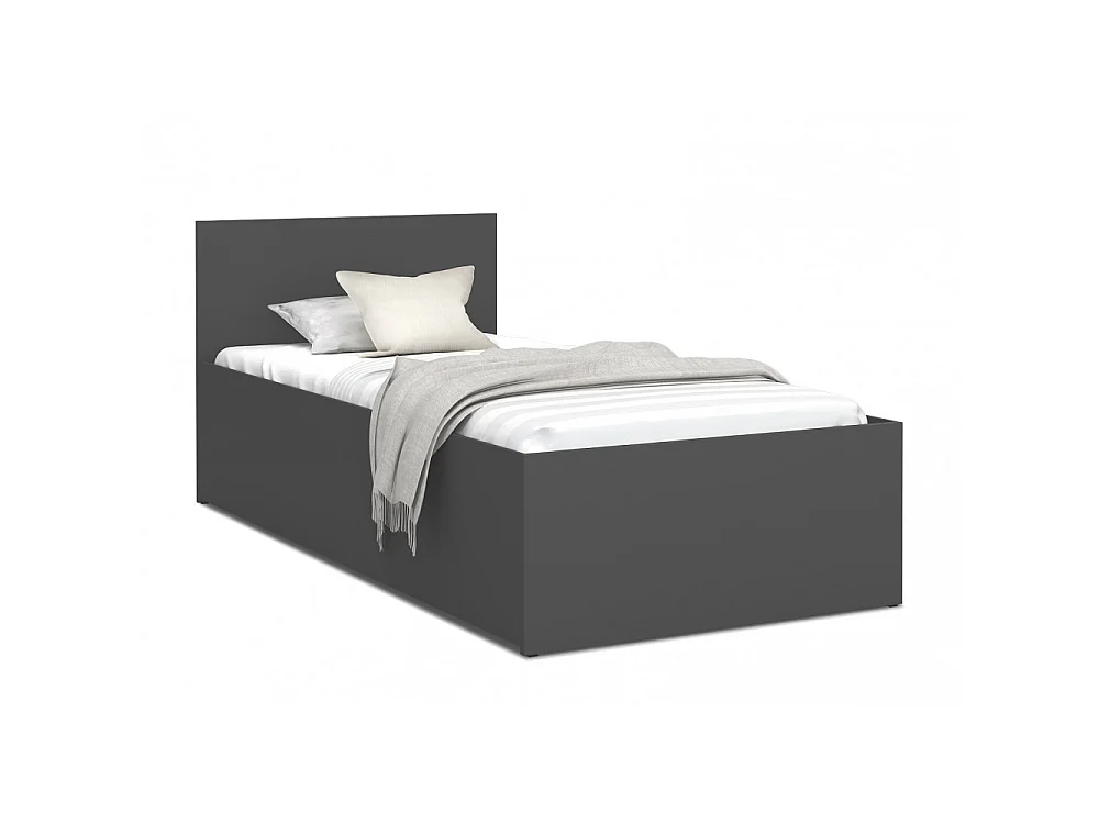 Lit coffre 90 x 190 cm Panama - Coffre de 470 Litres - Sommier inclus - Gris