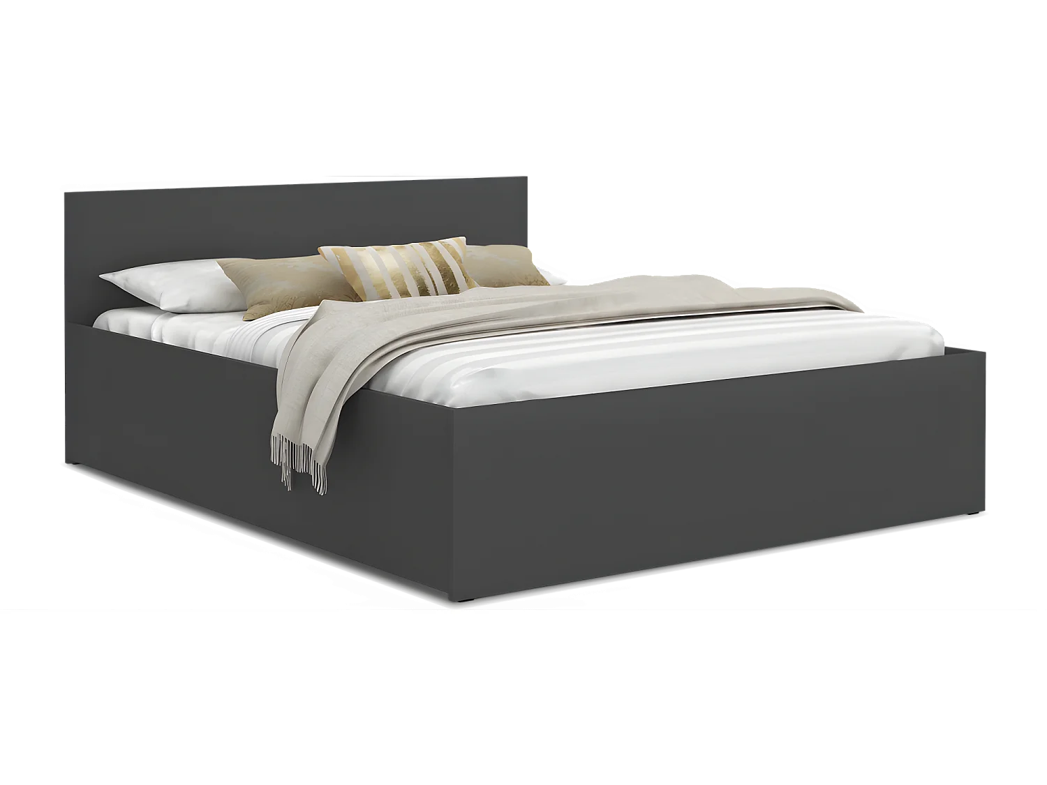 Lit coffre Panama 160x200 - Sommier inclus Gris