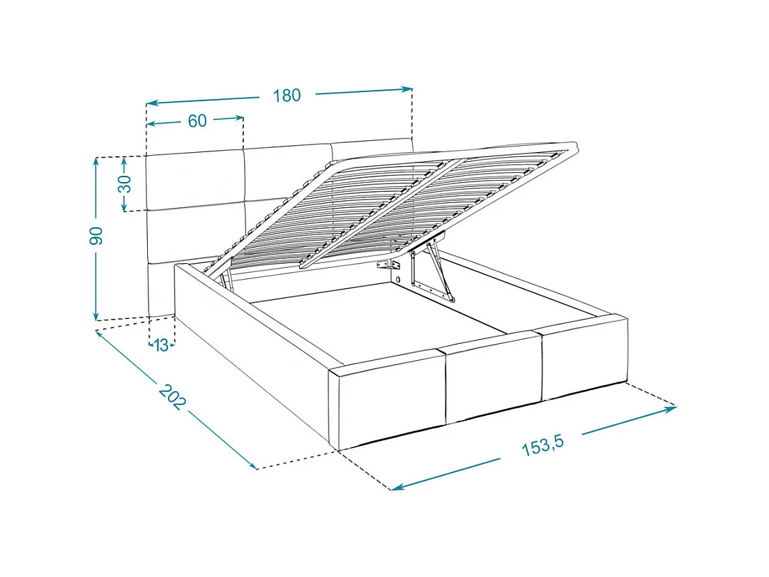 Lit Coffre Denver 140x190 - Sommier inclus Gris clair
