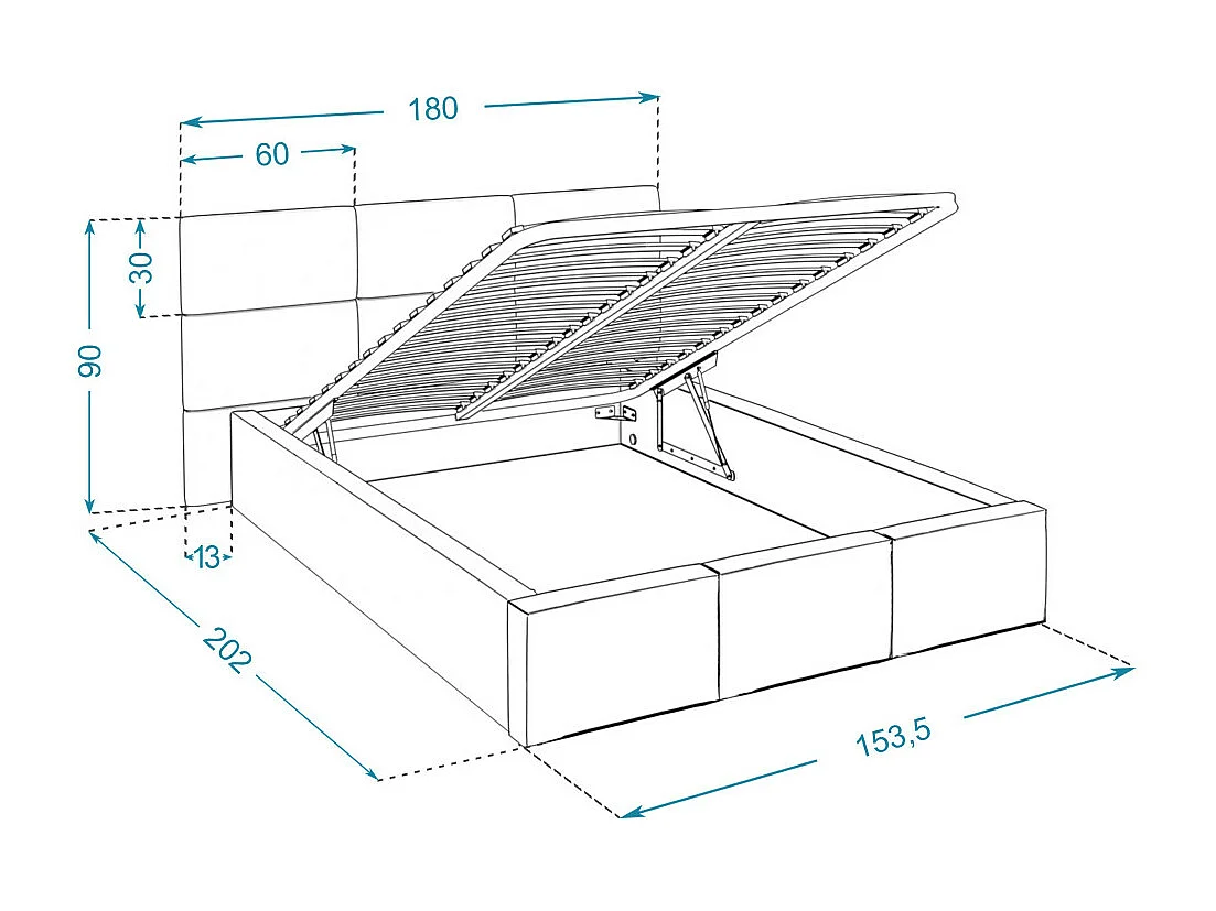 Lit Coffre Denver 140x190 - Sommier inclus Gris clair