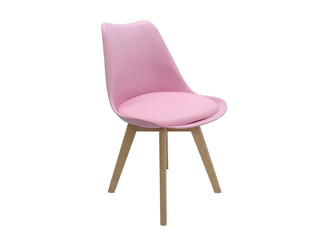 LORENZO HALO - Ensemble Salle à Manger Moderne - Table Effet Chêne + 4 Chaises Roses - Design Scandinave