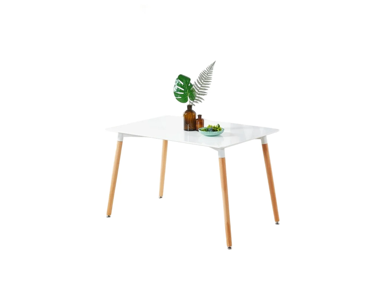 LORENZO HALO - Ensemble Salle à Manger Moderne - Table Blanche + 4 Chaises Vertes - Design Scandinave