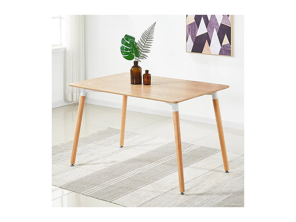 LORENZO HALO - Ensemble Salle à Manger Moderne - Table Effet Chêne + 4 Chaises Noires - Design Scandinave