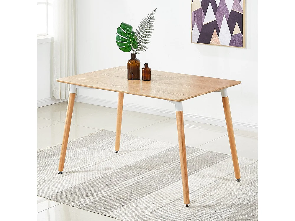 LORENZO HALO - Ensemble Salle à Manger Moderne - Table Effet Chêne + 4 Chaises Noires - Design Scandinave