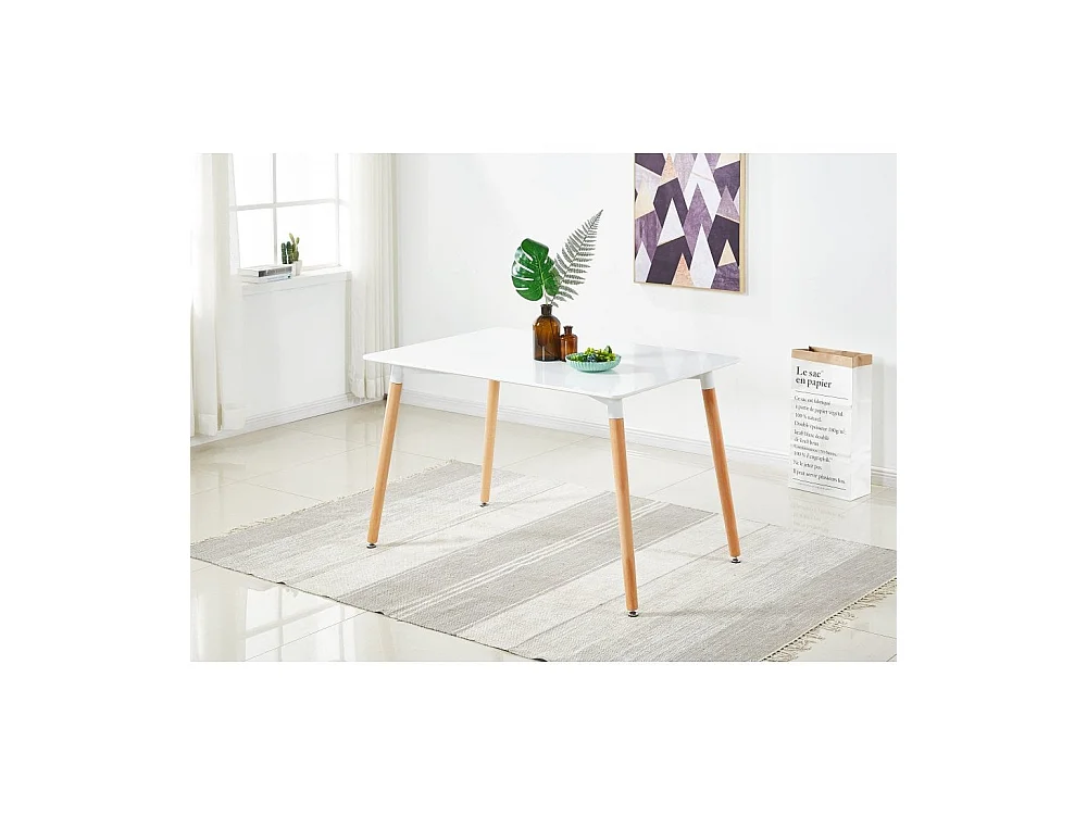 LORENZO HALO - Ensemble Salle à Manger Moderne - Table Blanche + 4 Chaises Bleues - Design Scandinave