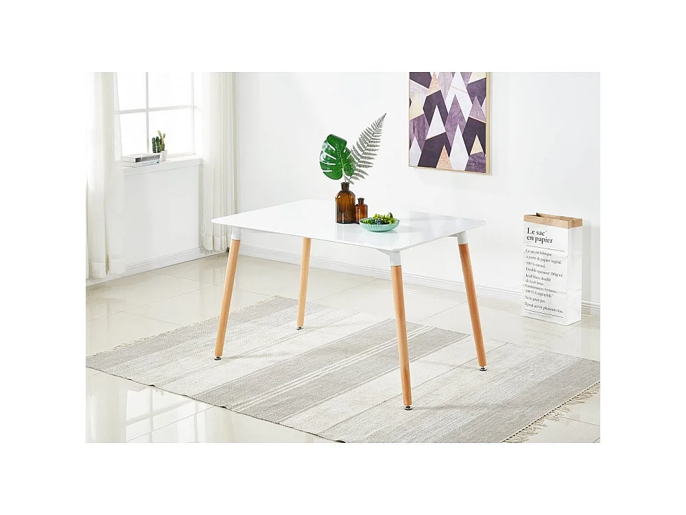LORENZO HALO - Ensemble Salle à Manger Moderne - Table Blanche + 4 Chaises Bleues - Design Scandinave