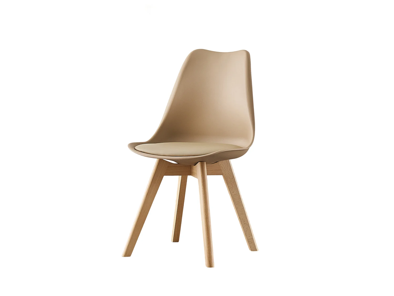 LORENZO HALO - Ensemble Salle à Manger Moderne - Table Effet Chêne + 4 Chaises Beiges - Design Scandinave