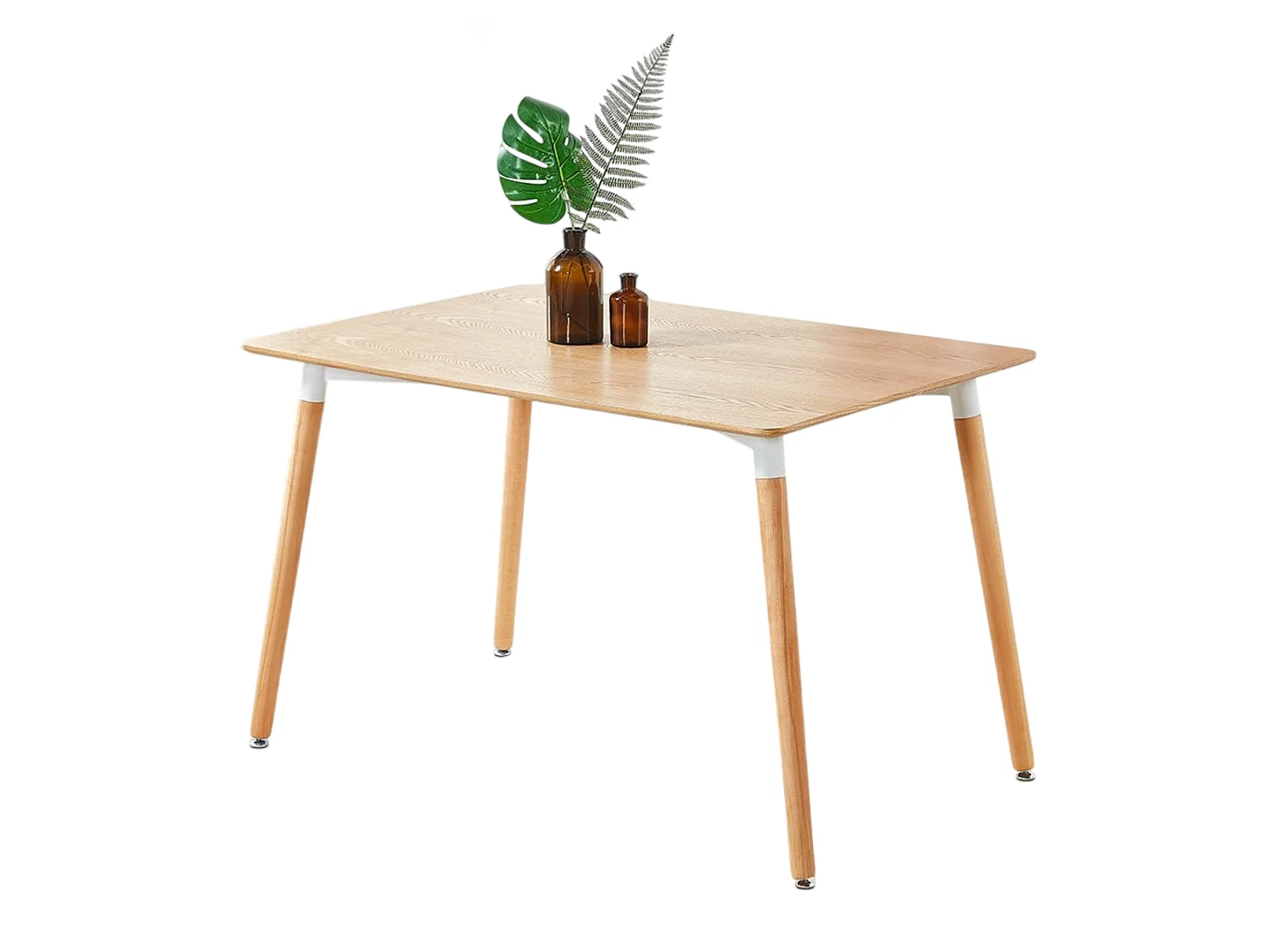 LORENZO HALO - Ensemble Salle à Manger Moderne - Table Effet Chêne + 4 Chaises Beiges - Design Scandinave