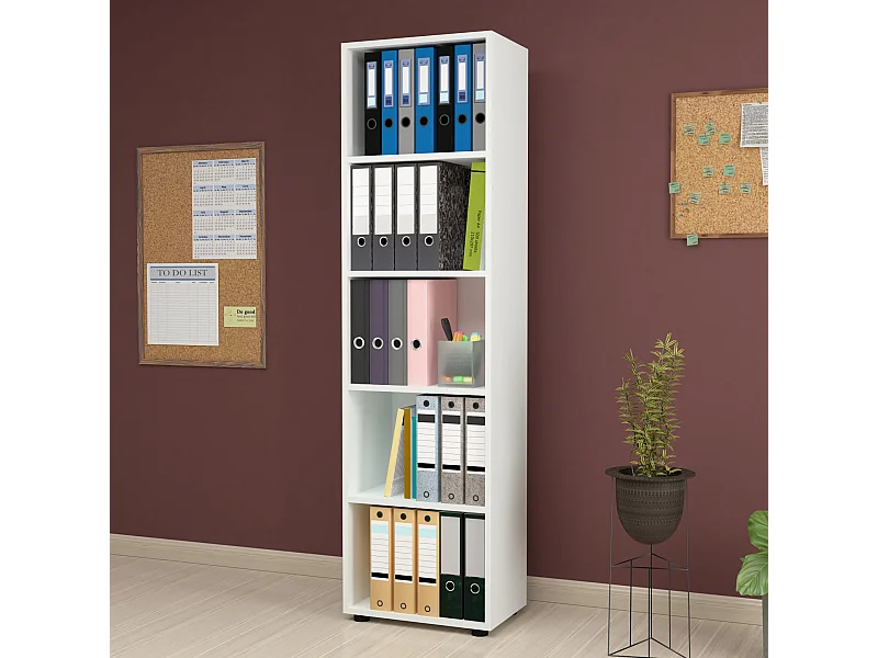 Bibliothèque Vara à 5 niveaux 178 x 49 x 30 cm blanc [en.casa]